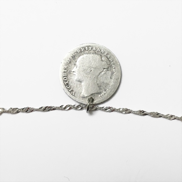 Antique 1878 Sterling Coin Necklace — 925 Sterling Silver Chain (18-inch) Italy - Picture 2 of 5